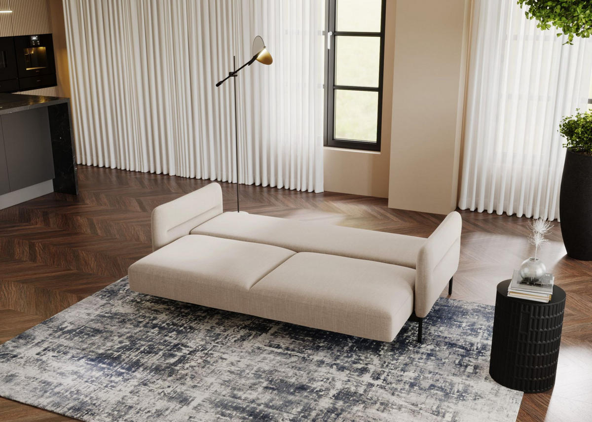 3-SITZER-SOFA Solianero Beige 223 cm - Beige/Schwarz, Textil/Metall (223/95/96cm) - Selsey