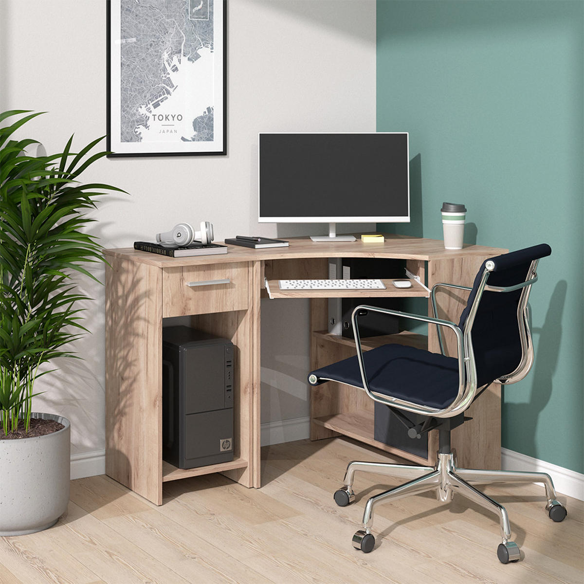 PC-SCHRANK Odin Sonoma 35.1 x 45 cm - Sonoma Eiche, Holzwerkstoff (45/35.1/77cm) - Vicco