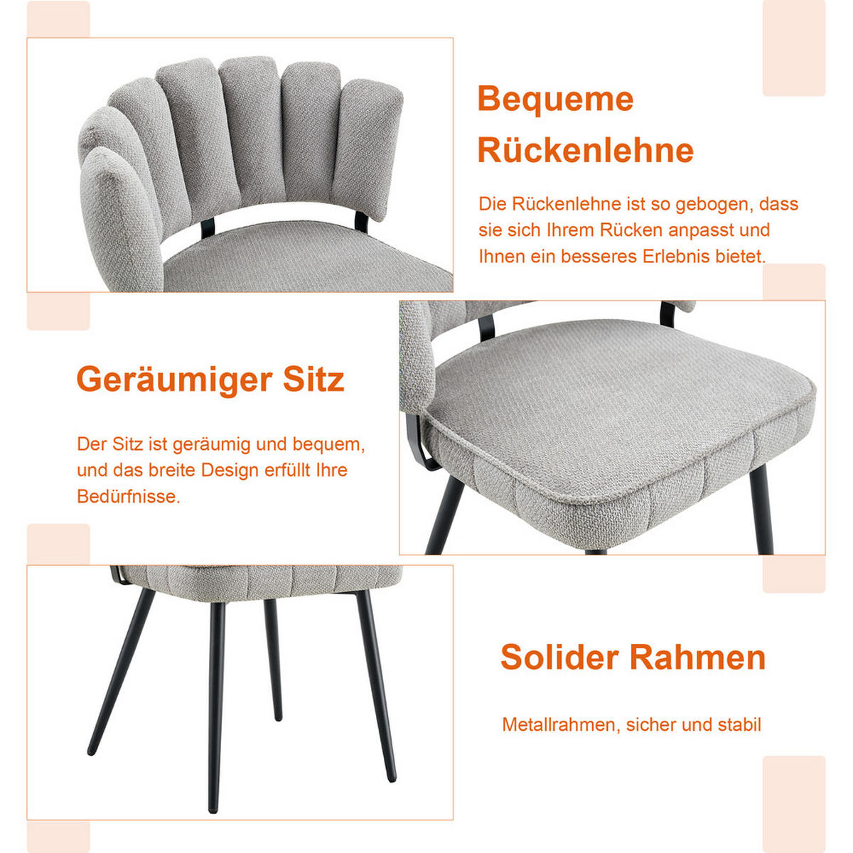 TISCHGRUPPE 3-tlg Runder Tisch 60 cm mit 2 Stühlen Grau - Grau, Metall (73.5/21.5/76cm) - Raelunyi