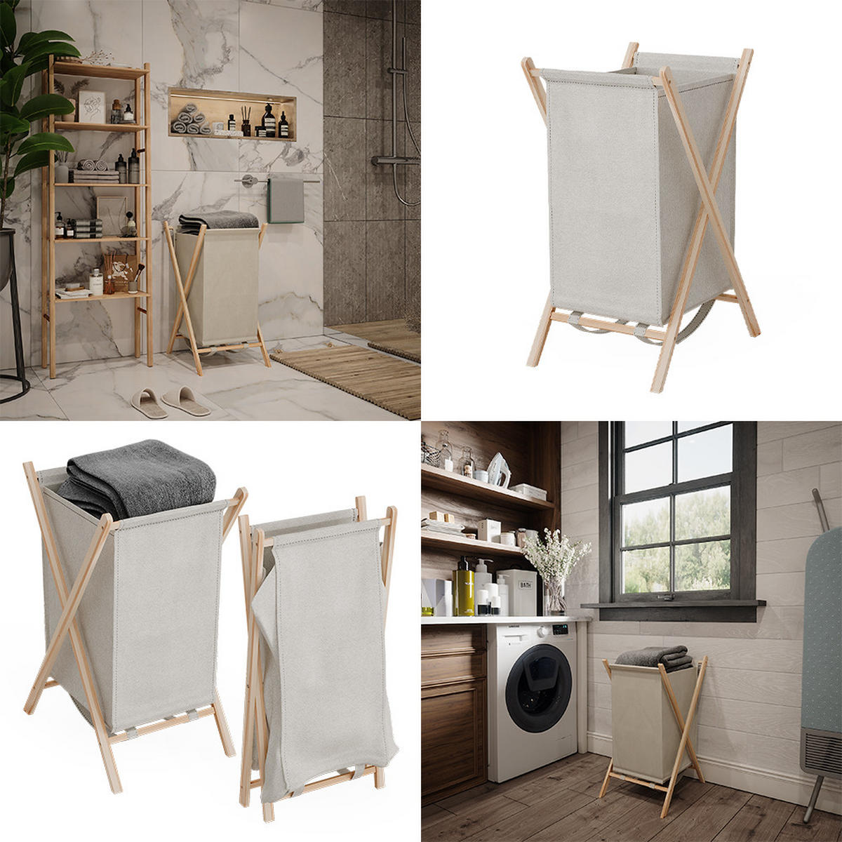 WÄSCHEKORB Bruno Beige 40 x 64 cm - Beige/Naturfarben, Holzwerkstoff (40/64/45cm) - Vicco