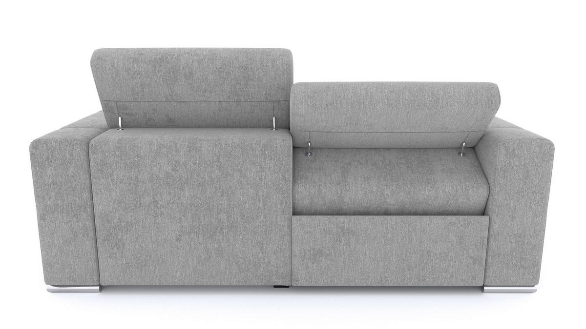 SOFA QUARTZ 3-Sitzer mit 1 Relaxfunktion, hellgrau - Silberfarben/Hellgrau, Holzwerkstoff/Textil (204/80/102cm) - Courtois Laville