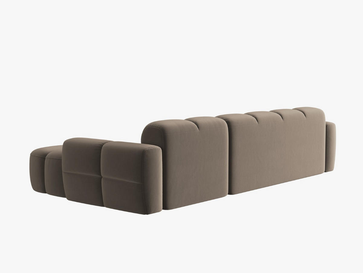 ECKSOFA rechts Lisa aus Samt hellbraun 4 Sitzplätze - Hellbraun, Textil (170/310cm) - Micadoni