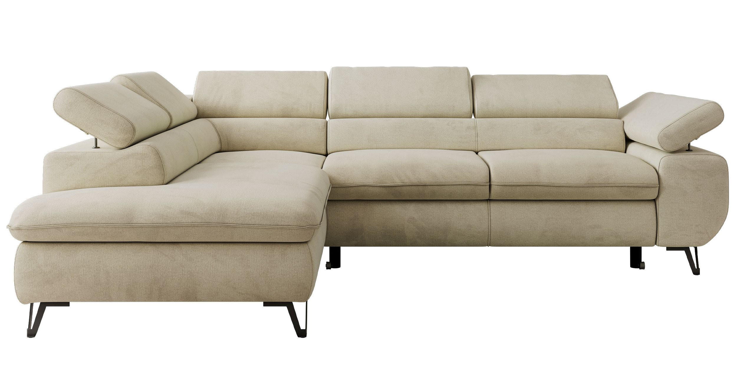 ECKSOFA PABLO L Beige Velvet - Links Seite - Beige/Schwarz, Textil/Metall (208/273cm) - MKS