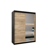 SCHWEBETÜRENSCHRANK 200/150/62 2-türig - Silberfarben/Schwarz, Holz/Kunststoff (150/200/62cm) - Abiks Möbel