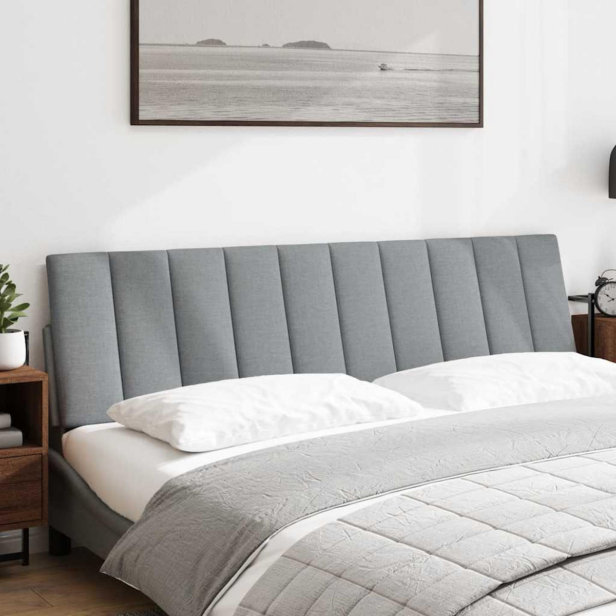 KOPFTEIL-KISSEN Hellgrau 180 Cm Stoff - Grau, Textil - vidaXL