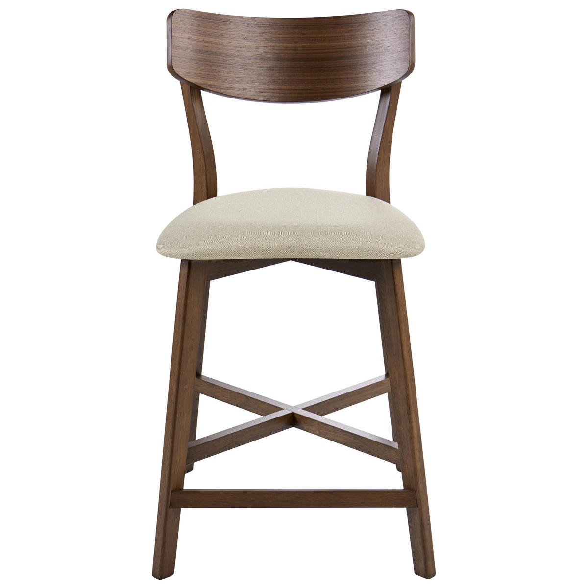 BARSTUHL 2er-Set Holz Braun/Beige Holly - Braun, Holz (49/93/54cm) - Beliani