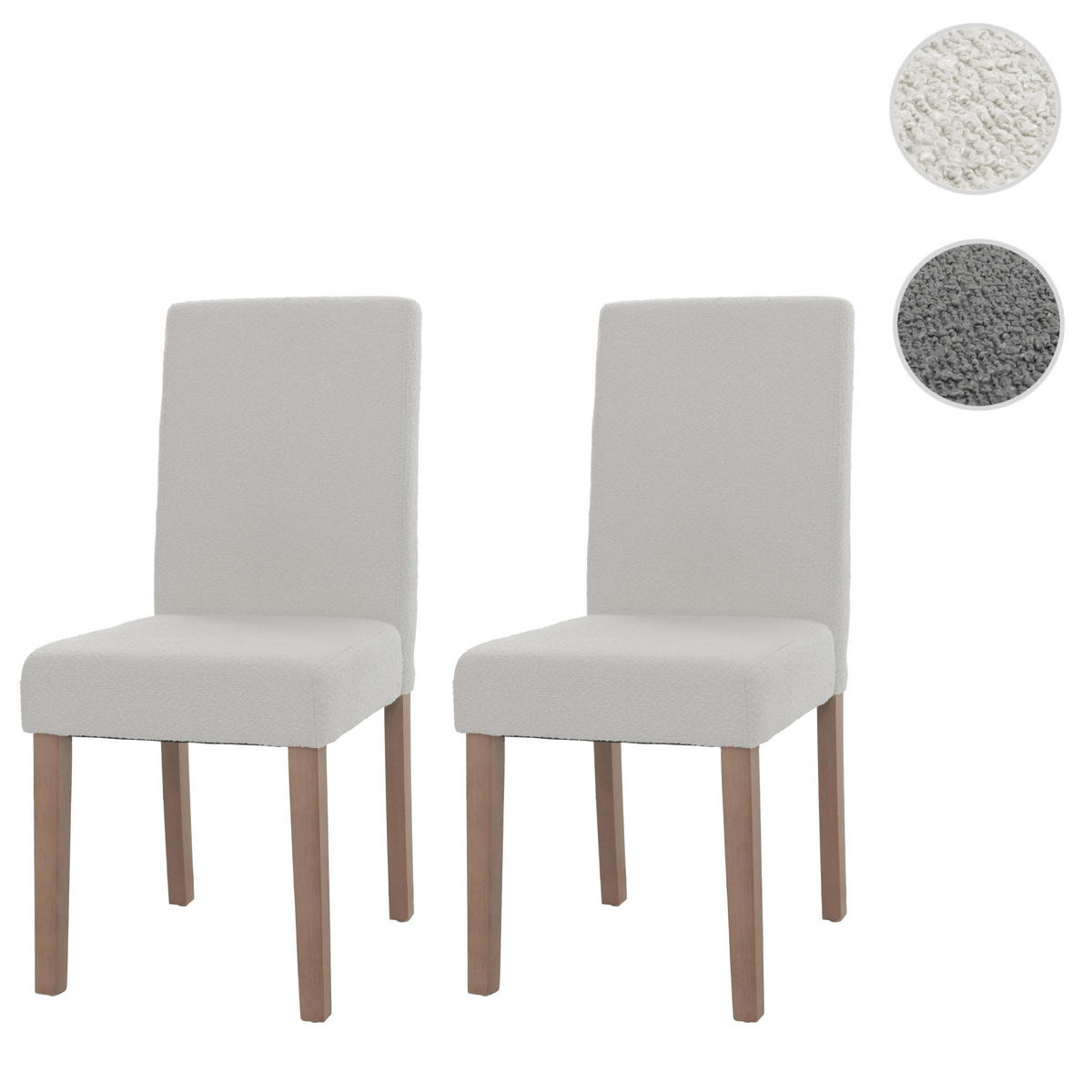 ESSZIMMERSTUHL 2er-Set klassisch und zeitlos 90x42x50cm Sitzhöhe 47cm Stoff/Textil Bouclé Holz naturfarbene Beine Creme - Creme, Textil (42/90/50cm) - CHEFGASTRO