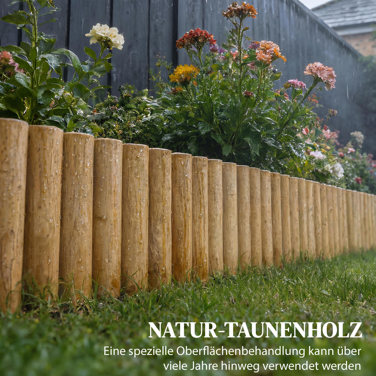GARTENZAUN Tannenholz Naturholz - Naturfarben, Holz (2.7/30cm) - Outsunny