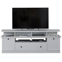 TV-LOWBOARD weiß 177 cm, TV Unterteil im Landhausstil inklusive Podest - Silberfarben/Weiß, Holzwerkstoff/Metall (177/65/41cm) - Top.Furn