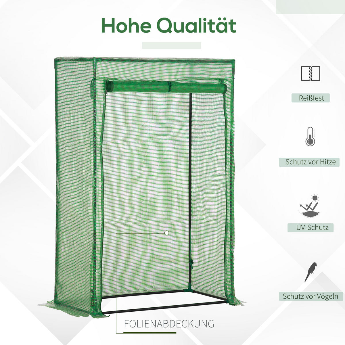 GEWÄCHSHAUS 100/150/50 cm Dunkelgrün aus Kunststoff mit aufrollbarer Tür - Dunkelgrün, Metall (50/150/100cm) - OKMYHOME
