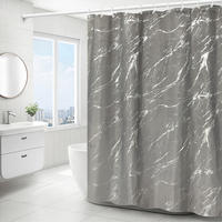 DUSCHVORHANG Marmor Muster Grau Luxus schlicht leicht Badezimmer - Grau, Textil (180/180cm) - MCBOSON