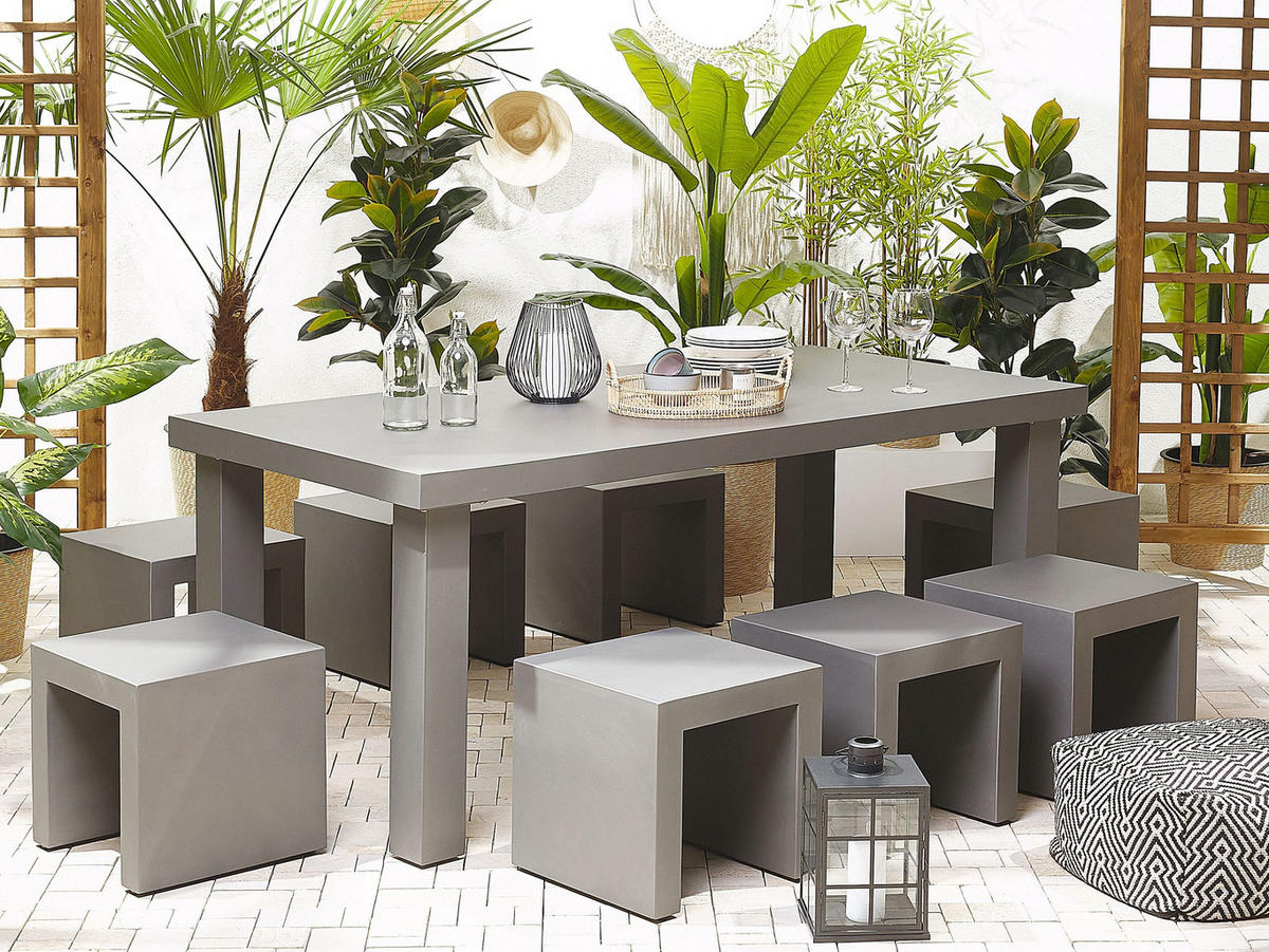 GARTENMÖBEL SET 6-Sitzer Beton grau Taranto - Grau, Stein - Beliani