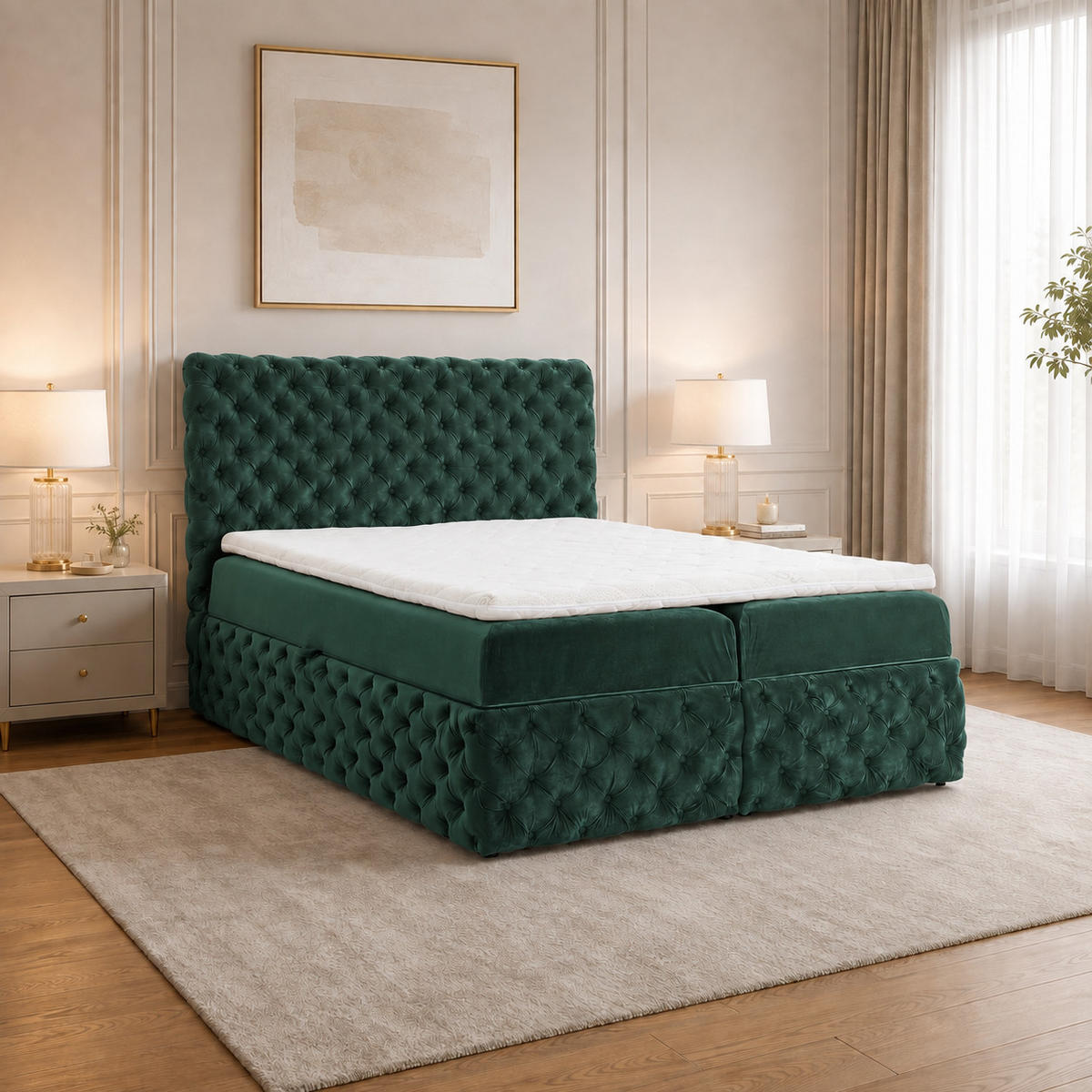 BOXBETT mit zwei Stauraum 120x200 cm in Grün - Grün, Textil (120/200cm) - Home Collective