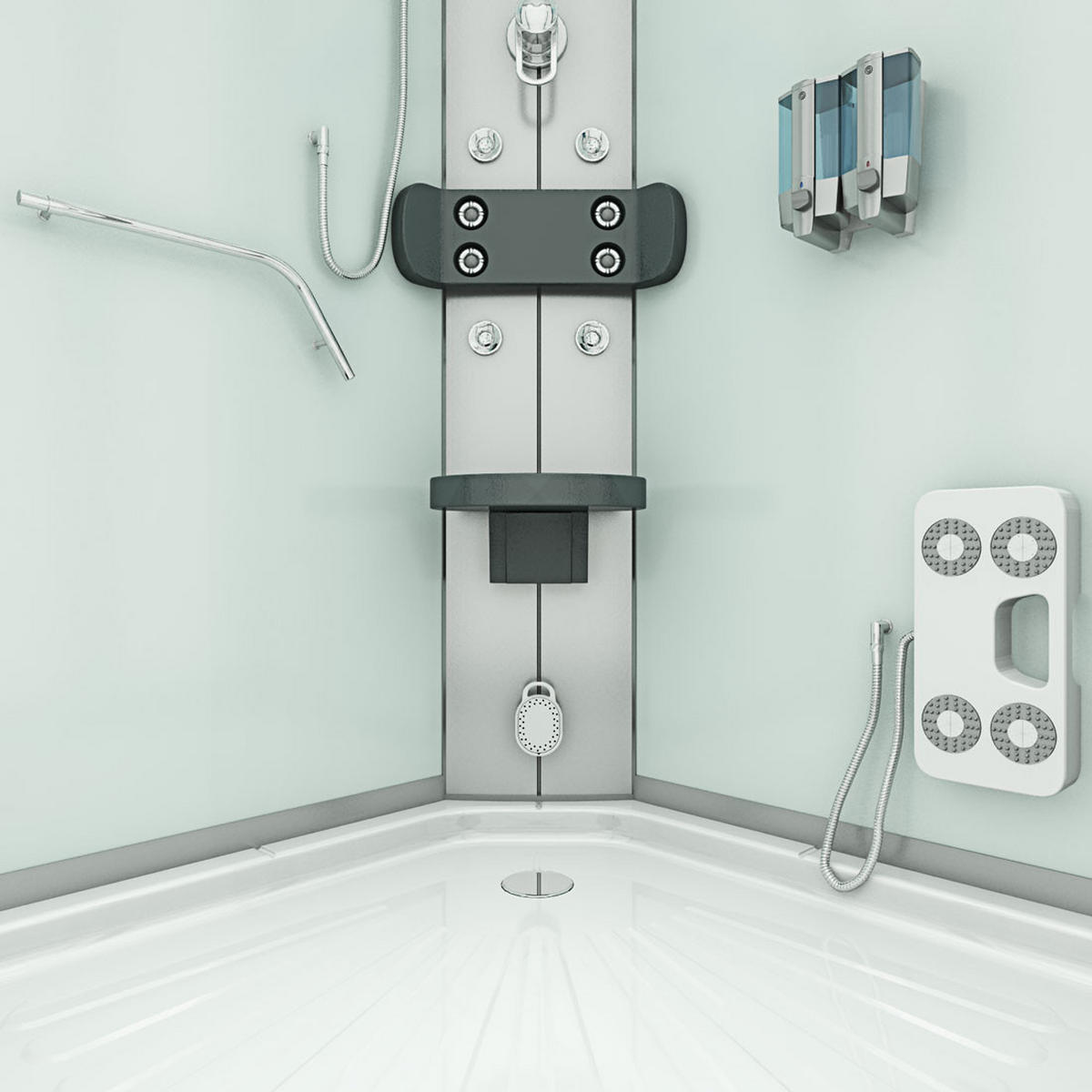 DAMPFDUSCHE Duschkabine D58-00M2-EC Weiß 80x80 - Weiß, Glas/Kunststoff (80/80/215cm) - AcquaVapore by Sandra Jentho