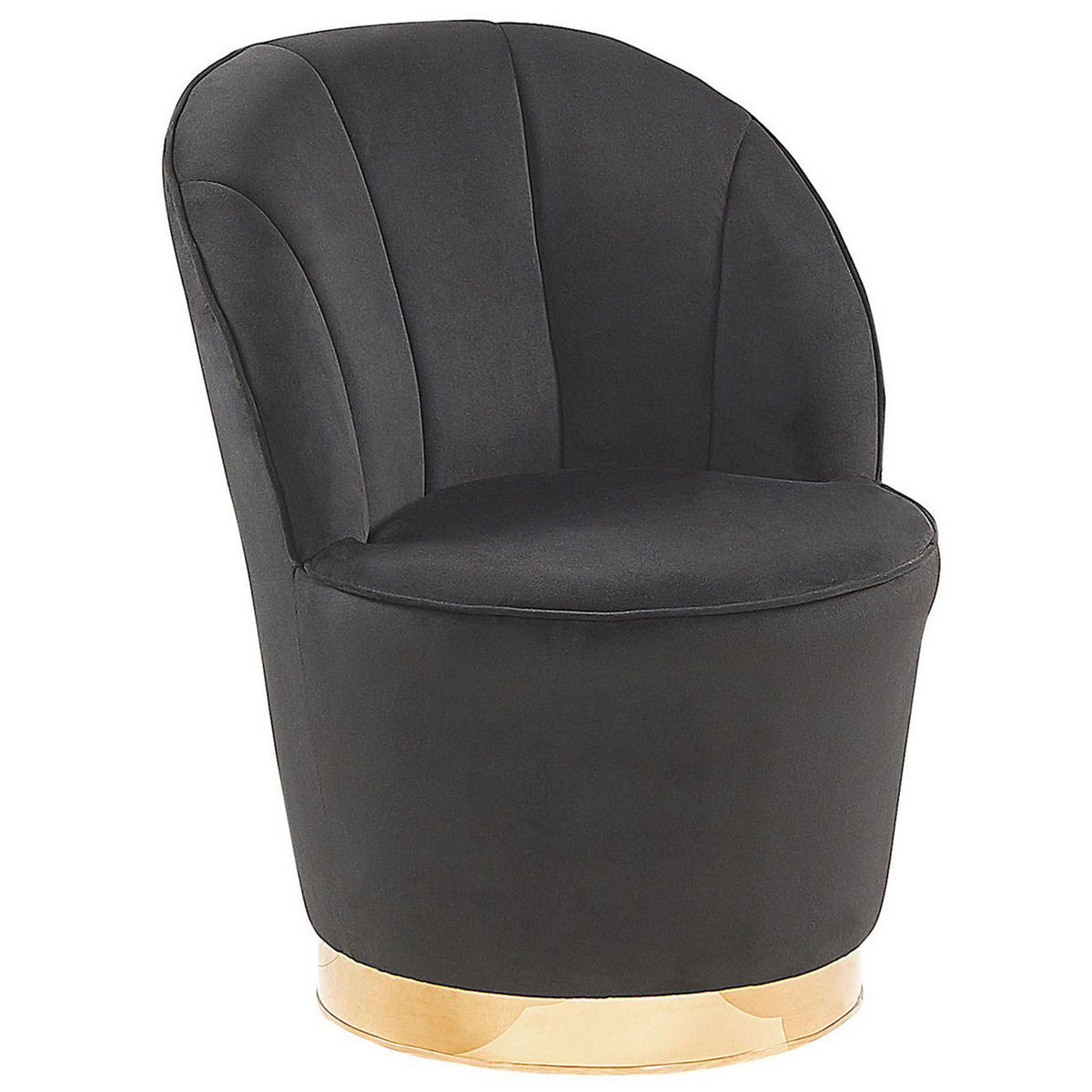 SESSEL Samtstoff Schwarz/Gold Alby - Schwarz, Textil/Metall (56/72/61cm) - Beliani