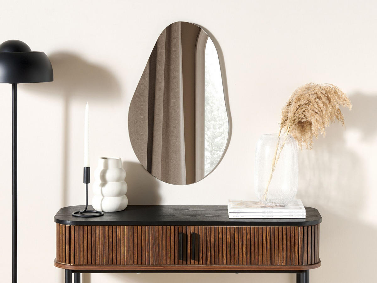 WANDSPIEGEL Silber 40/65 cm Aubagne - Silberfarben, Glas (40/65/40cm) - Beliani