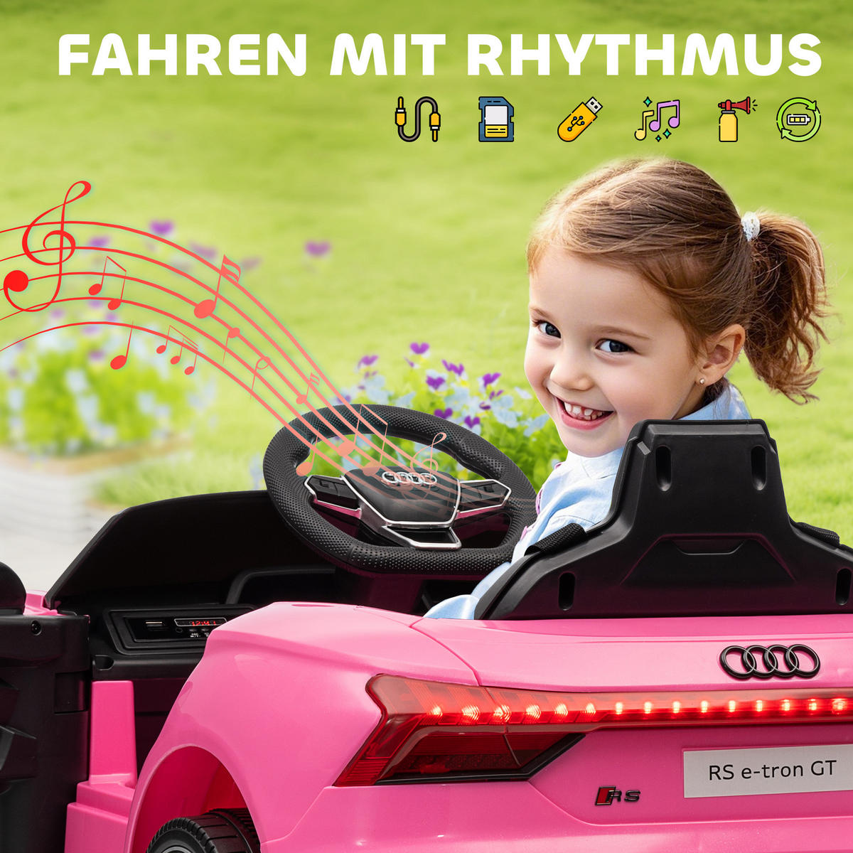 KINDER-ELEKTROAUTO DE-06077 mit Fernbedienung und Sicherheitsgurt Rosa - Pink, Kunststoff/Metall (103/58/41cm) - ComfortXL