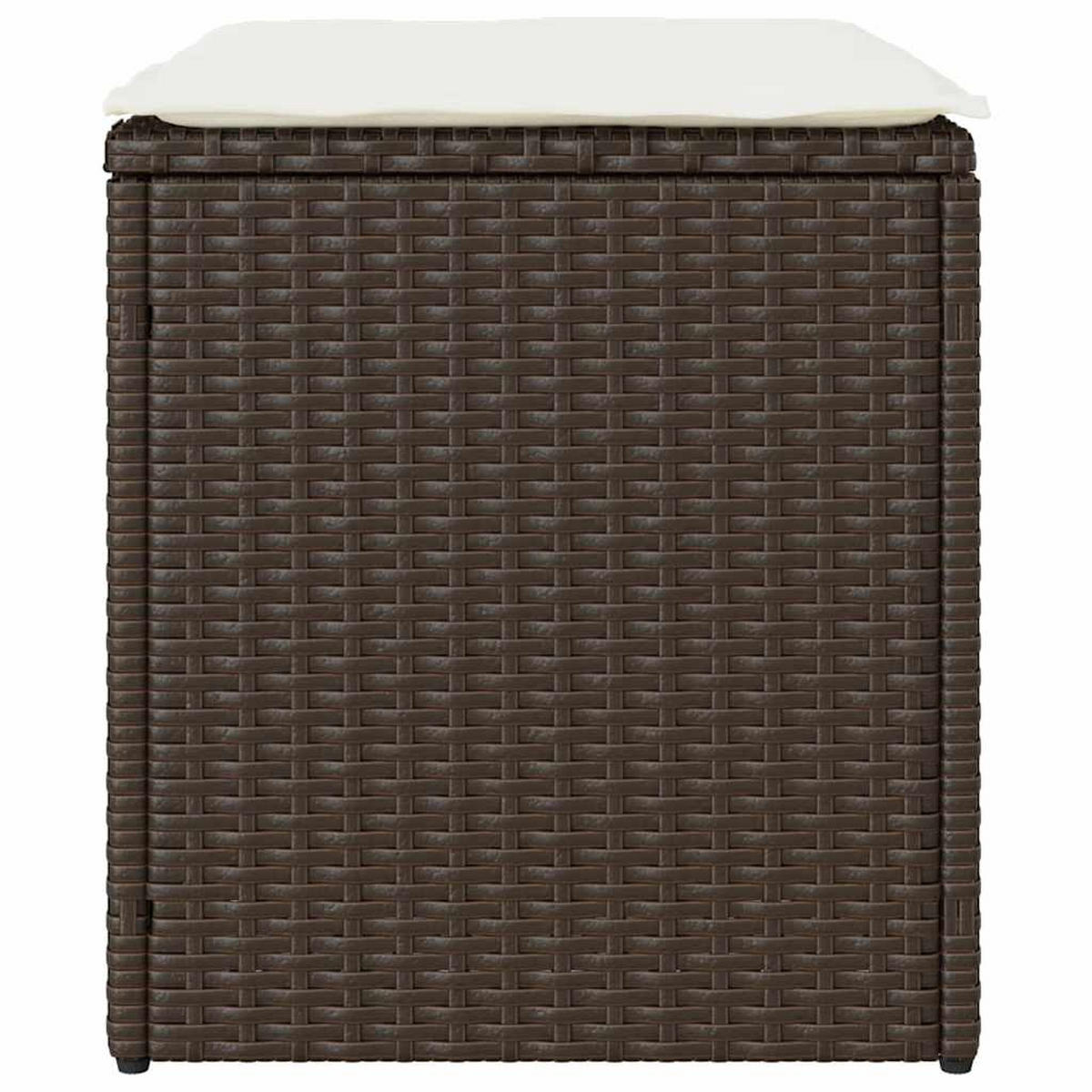 GARTENHOCKER Mit Kissen 2 Stk. Braun 40/40/43 Cm Poly Rattan - Creme, Kunststoff (40/43/40cm) - vidaXL
