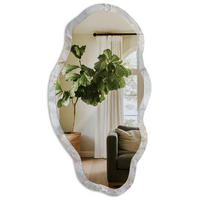 SPIEGEL 90x45 cm asymmetrisch mit Druck - Grauer Marmor - Transparent, Glas (45/90/0.4cm) - TULUP