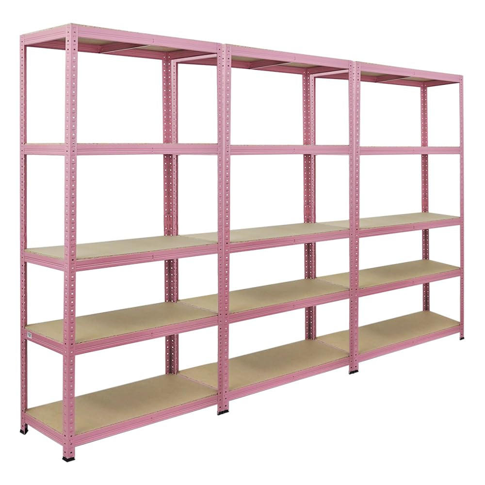 WOHNREGAL Pink Lady 3er-Set mit 3x 180x90x40cm Fachlast 175 kg 5 Ebenen Pink - Pink, Metall (270/180/40cm) - PROREGAL