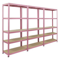 WOHNREGAL Pink Lady 3er-Set mit 3x 180x90x40cm Fachlast 175 kg 5 Ebenen Pink - Pink, Metall (270/180/40cm) - PROREGAL