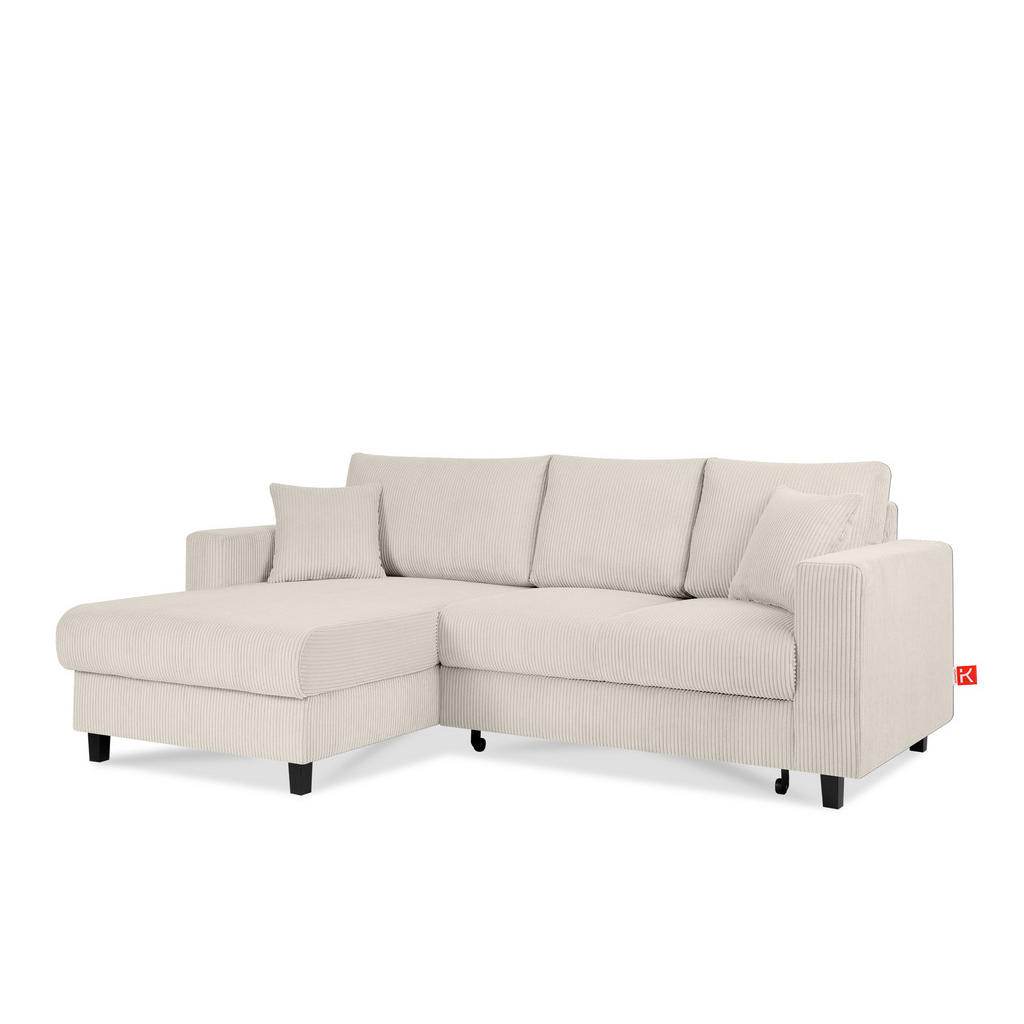 Thumbnail - Konsimo® Eckschlafsofa, Creme, Textil, L-Form,L-Form, 234x90 cm, Hergestellt in Europa, Wohnzimmer, Sofas & Couches, Woh...