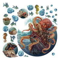 AUFKLEBER 130x156 cm Unterwasserwelt Oktopus - Blau, Kunststoff (130/156/0.1cm) - TULUP