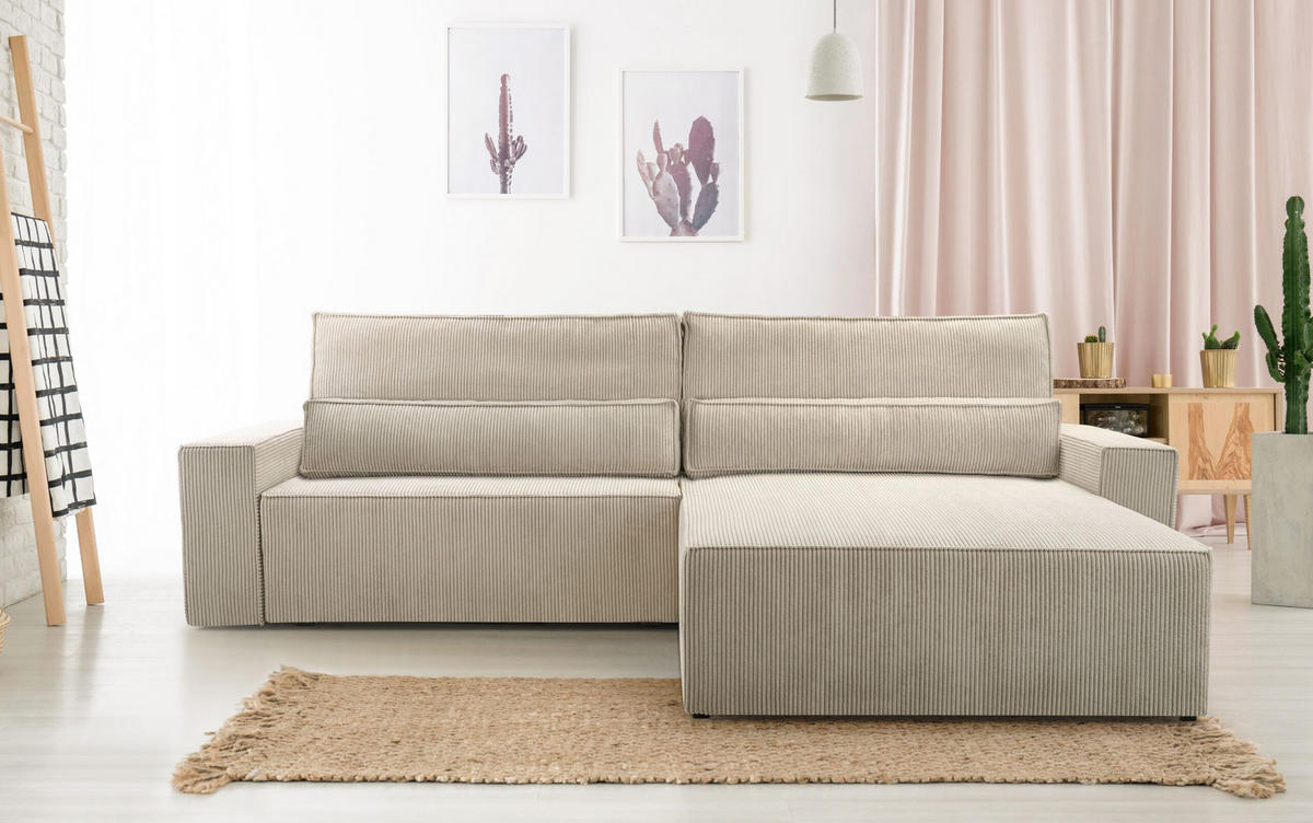 ECKSOFA - Denver L - Weiß - Weiß, Holz (290/200cm) - Möblo