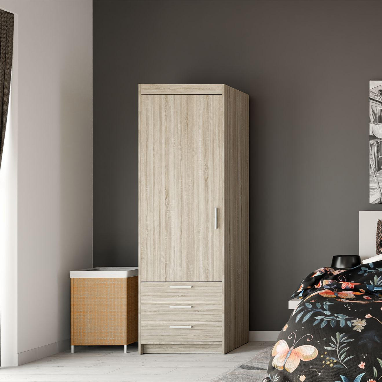 DREHTÜRENSCHRANK ELENORA 59,9/190,5/53cm 1-türig Sonoma Eiche - Sonoma Eiche, Holzwerkstoff (59.9/190.5/53cm) - MASSENO