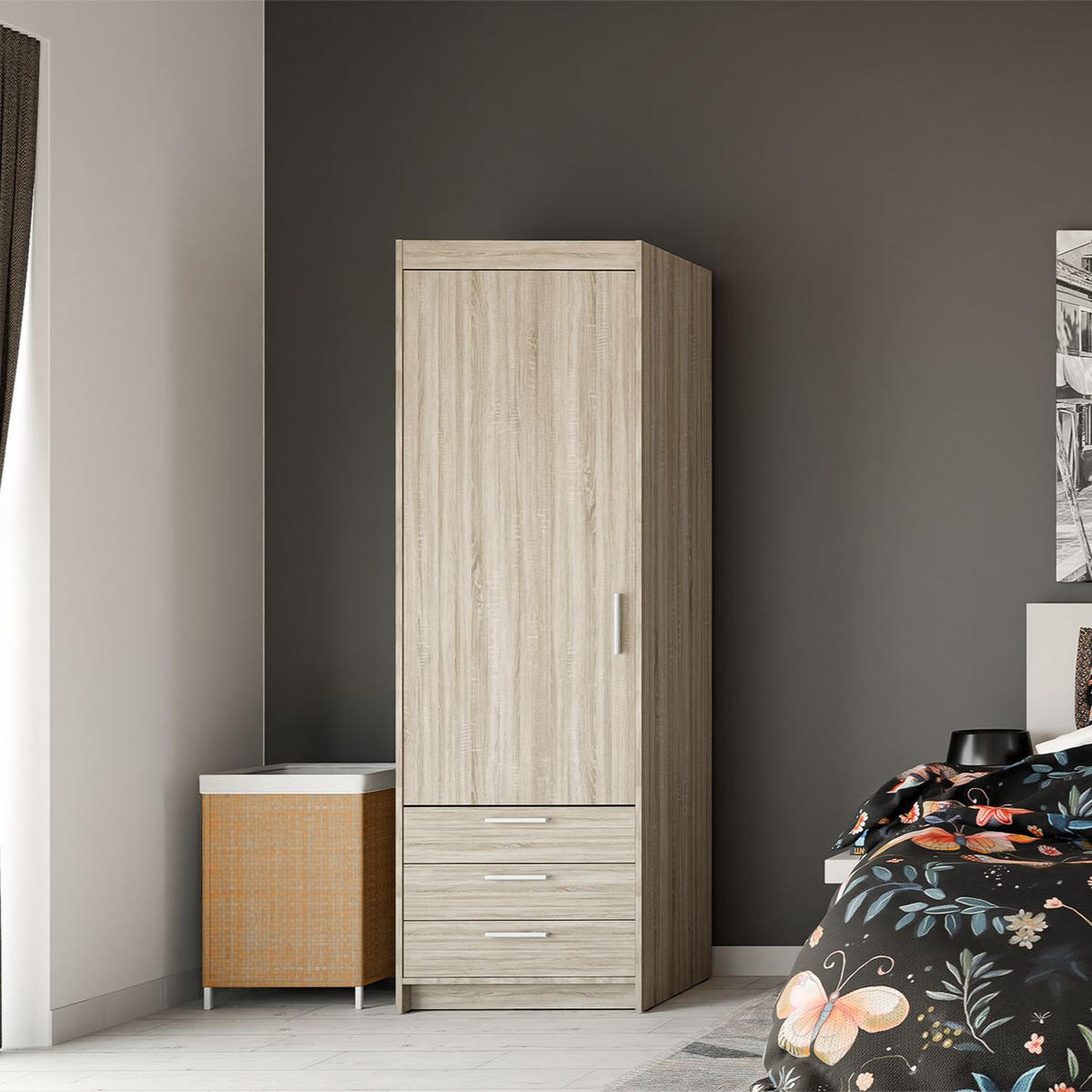 DREHTÜRENSCHRANK ELENORA 59,9/190,5/53cm 1-türig Sonoma Eiche - Sonoma Eiche, Holzwerkstoff (59.9/190.5/53cm) - MASSENO