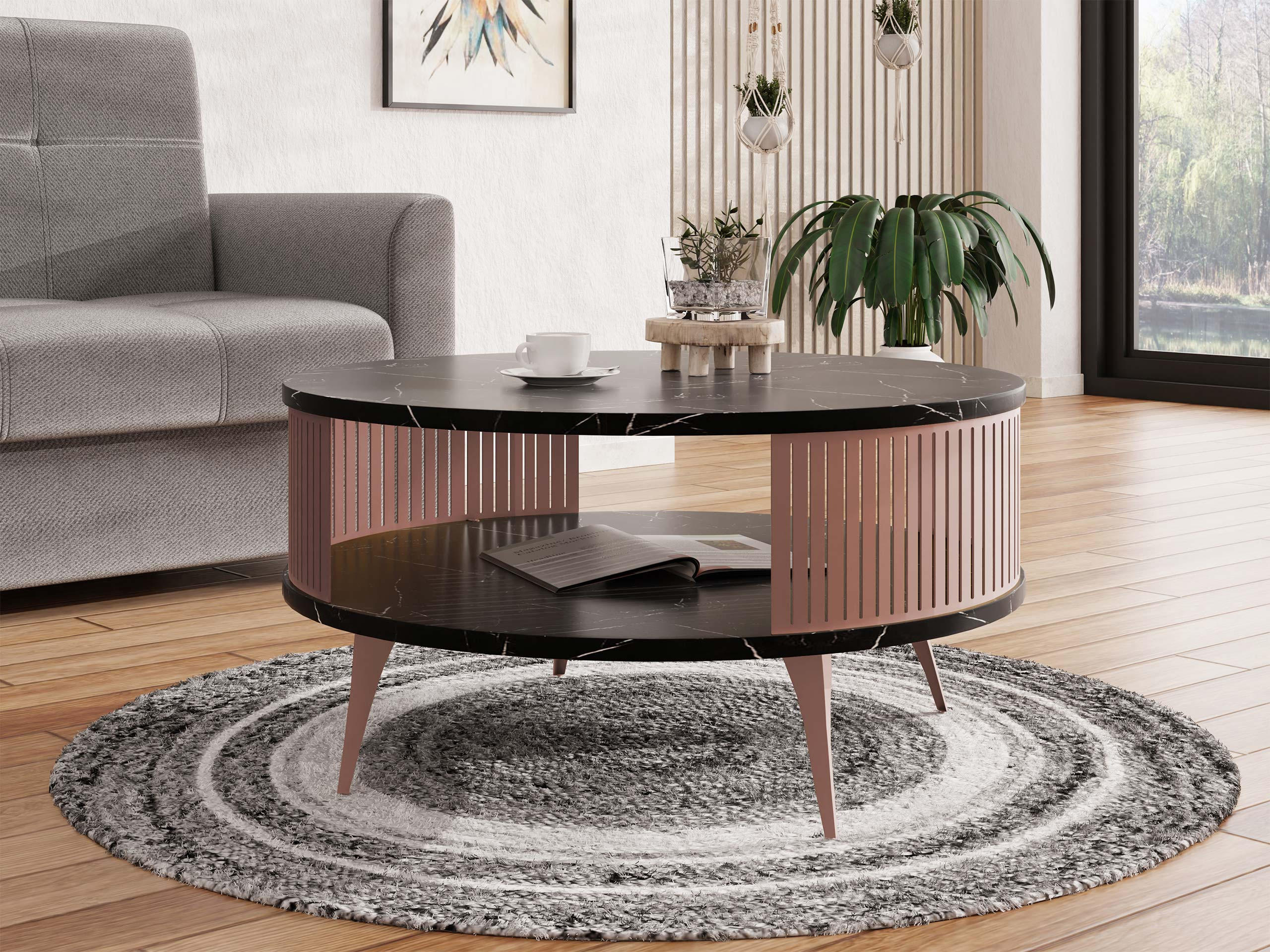 COUCHTISCH Roenni Ember - Schwarz/Bronzefarben, Holzwerkstoff/Metall (75/75/44cm) - MIRJAN24
