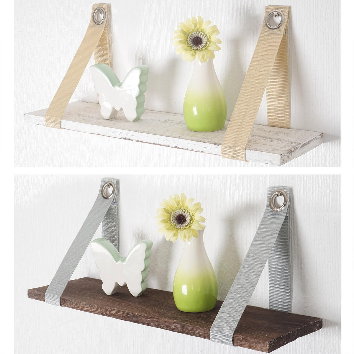 WANDREGAL 21x50x13cm Shabby-Look Vintage Grau - Grau, Holz (49.5/20.5/13cm) - BERLINLODGE