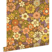 TAPETE Retro Blumen 50 x 900 cm - Orange, Papier (50/900cm) - ESTAhome