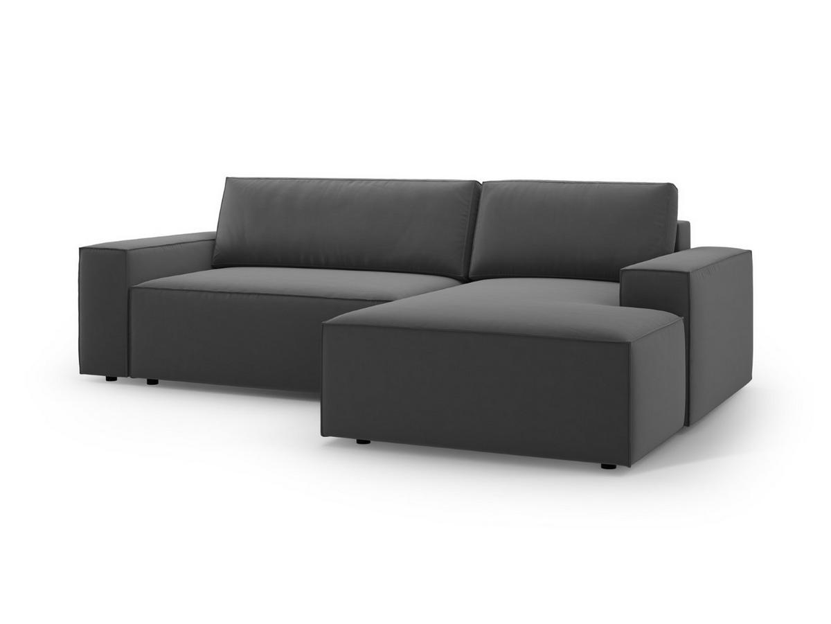 ECKSOFA ausklappbar rechts mit Container Jodie aus Samt grau 3 Sitzplätze - Grau, Textil (151/246cm) - Micadoni