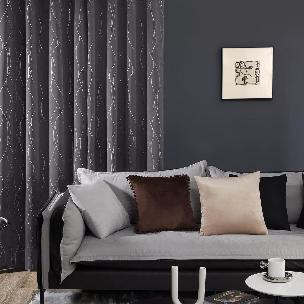 VERDUNKELUNGSVORHANG – Grau – 140 cm x 220 cm – 2 Schal - Grau, Textil (132/213cm)