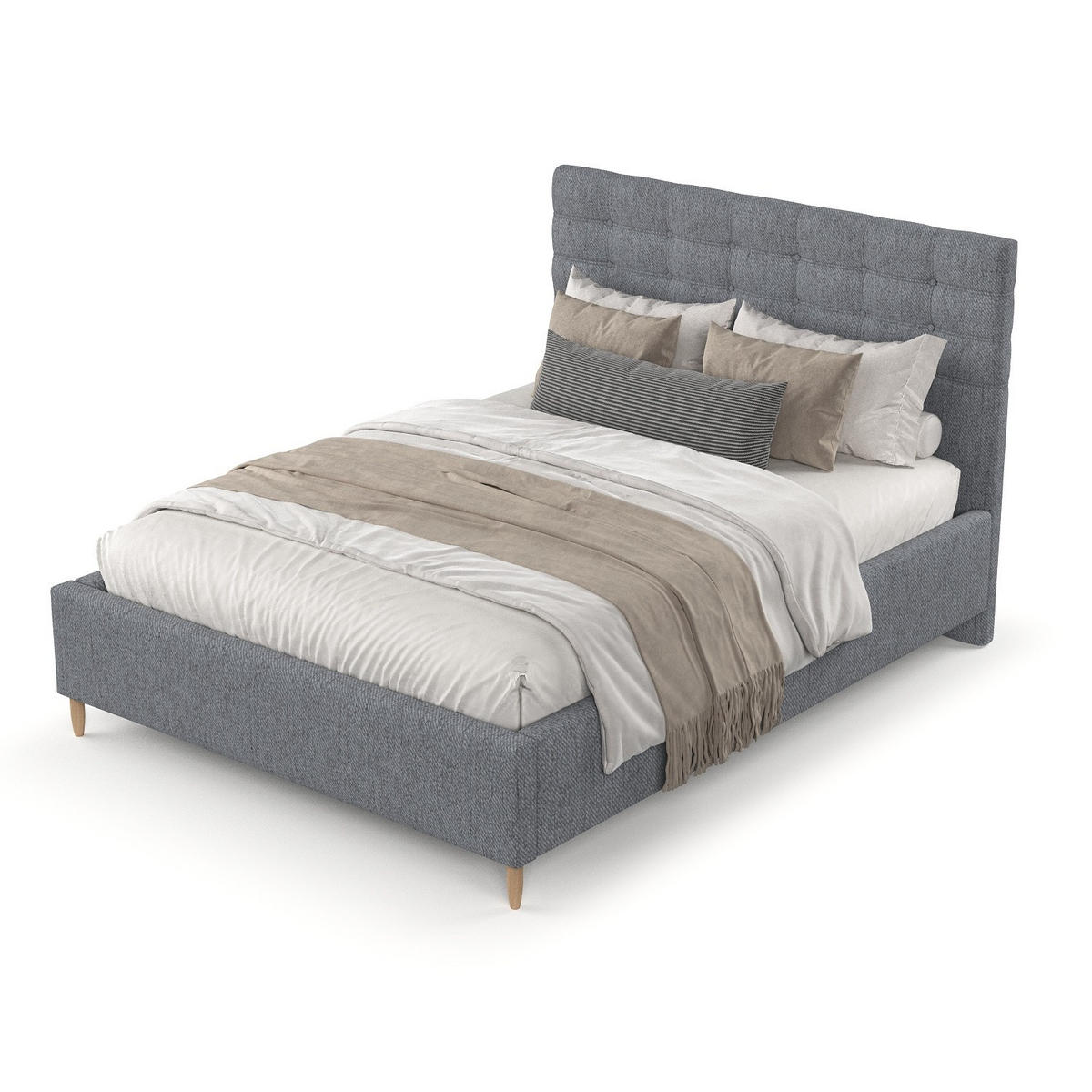 POLSTERBETT Soma 120/200 cm Grau im Neve Stoff - Naturfarben/Grau, Holz/Holzwerkstoff (120/200cm) - AltaBeds