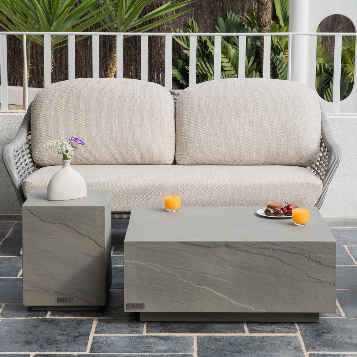 COUCHTISCH COLORADO aus GF-Beton Rechteck, Wetterbeständig, 86x66x36 cm - Grau, Naturmaterialien (86/66/36cm) - Elementi