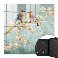 SCHLÜSSELBOX Schwarz 30x30 cm- Türöffnung nach rechts - Frühlingsszene - Blau, Metall (30/30/5cm) - TULUP