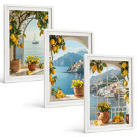 BILDER SET 3er Set - 40x60 cm Weißer Rahmen - Zitronenblumen aus der Küstenstadt - Weiß, Kunststoff (40/60cm) - TULUP