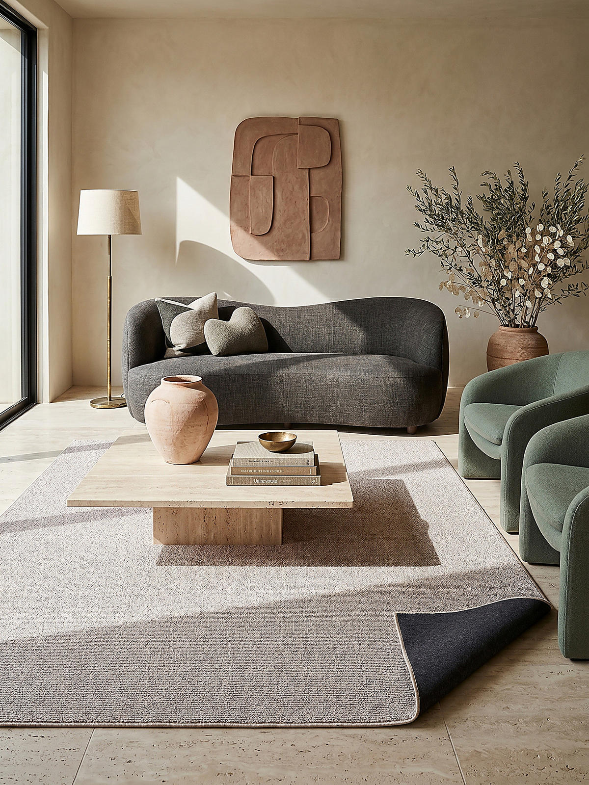 TEPPICH Niederflor Uni COLFOSCO Polypropylen Beige 133 x 133 cm - Beige, Textil (240/340cm) - KADIMA DESIGN