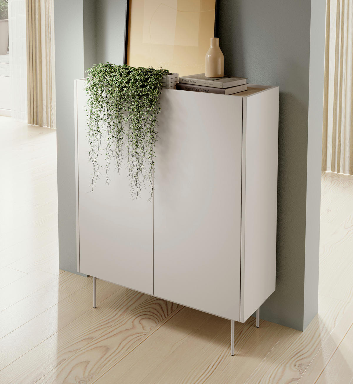 SIDEBOARD KELOWNA KOM2-2D System der leisen Schließung der Fronten, Kaschmir - Kaschmir, Holzwerkstoff/Kunststoff (97/122/37cm) - Komodee