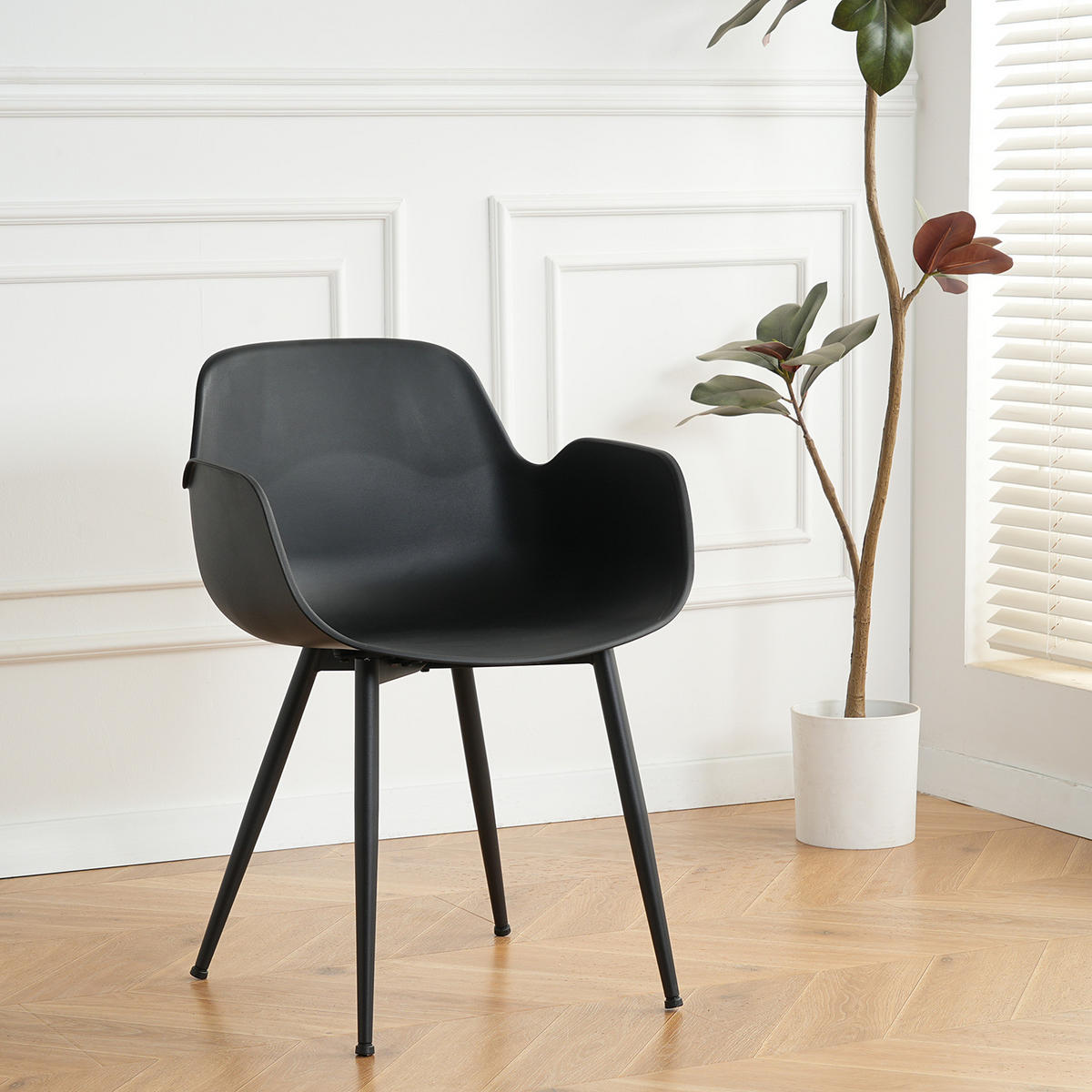 ESSZIMMERSTUHL - 2er-Set - Schwarz, Kunststoff/Metall (55/79/54cm) - home24