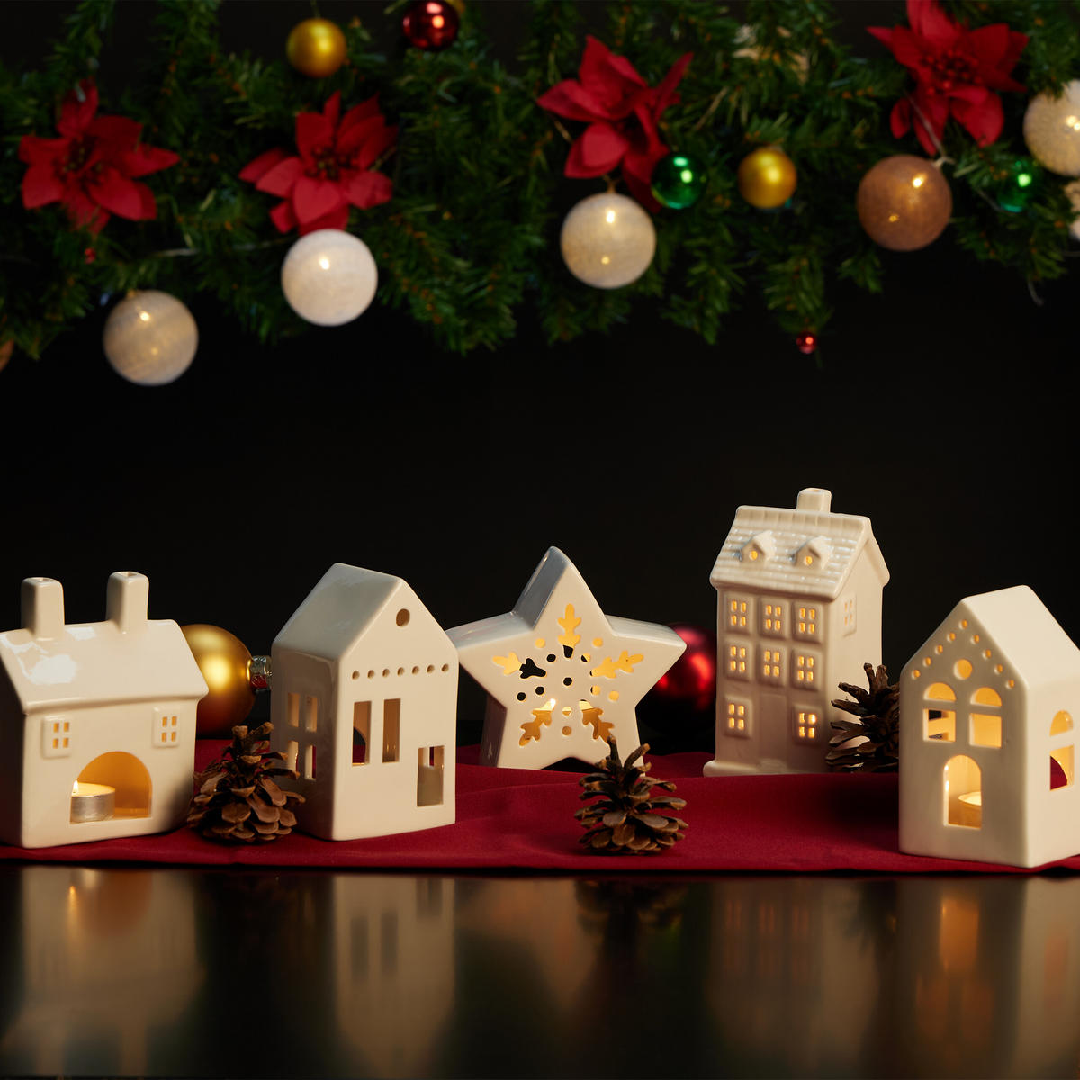 TEELICHTHAUS - Weiß, Keramik (14.5cm) - Relaxdays