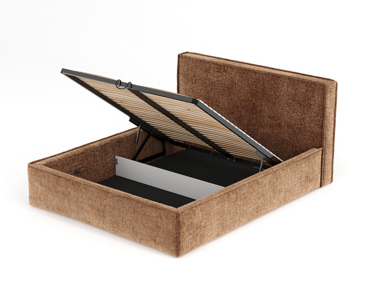 POLSTERBETT Lounge Dunkelorange 200/200 cm im Chenille-Stoff - Dunkelorange/Naturfarben, Holz/Holzwerkstoff (200/200cm) - Maison de Reve