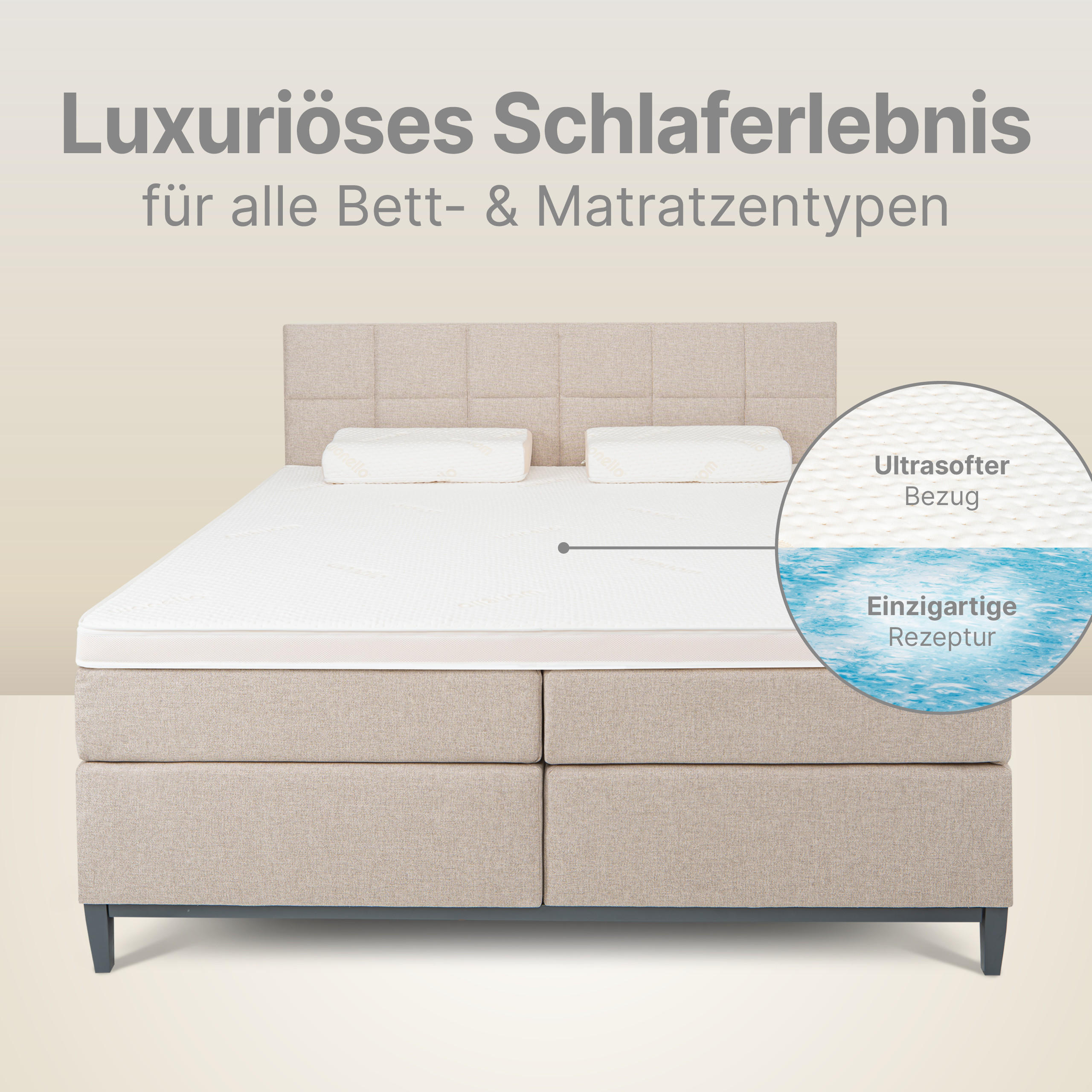 TOPPER GEL 100/200 cm PremiumPLUS ca. 9 cm - Weiß, Textil (100/200cm) - wonello