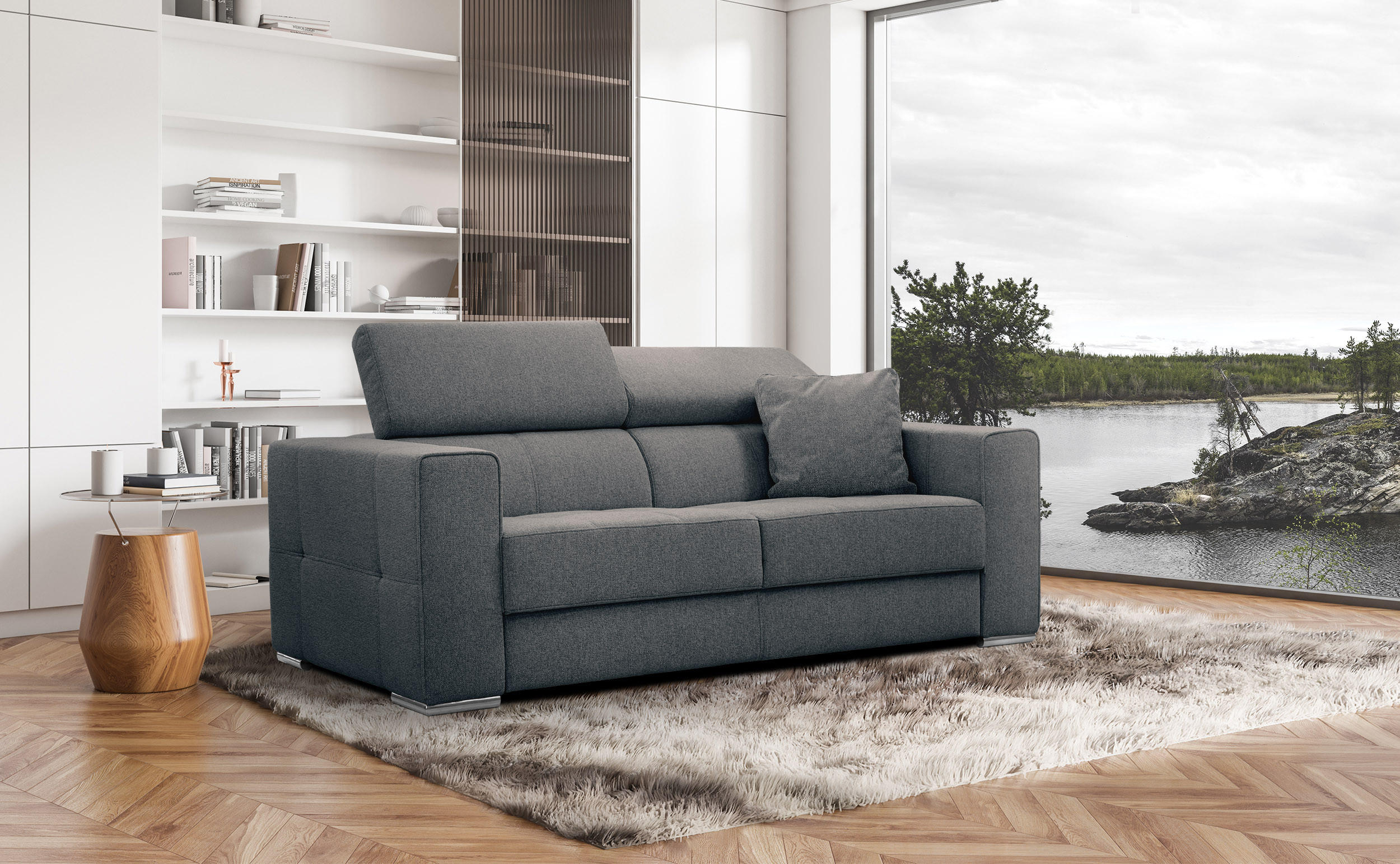 SOFA QUARTZ 3-Sitzer, dunkelgrau - Dunkelgrau, Holzwerkstoff/Textil (202/80/102cm) - Courtois Laville