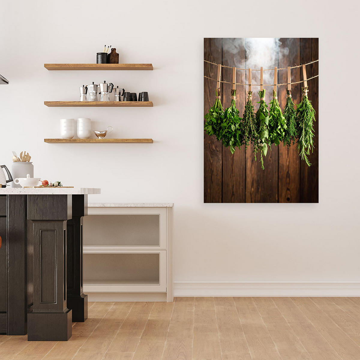 LEINWANDBILD Kräuter Gewürze 80x120cm - Braun, Textil (80/120cm) - Feeby