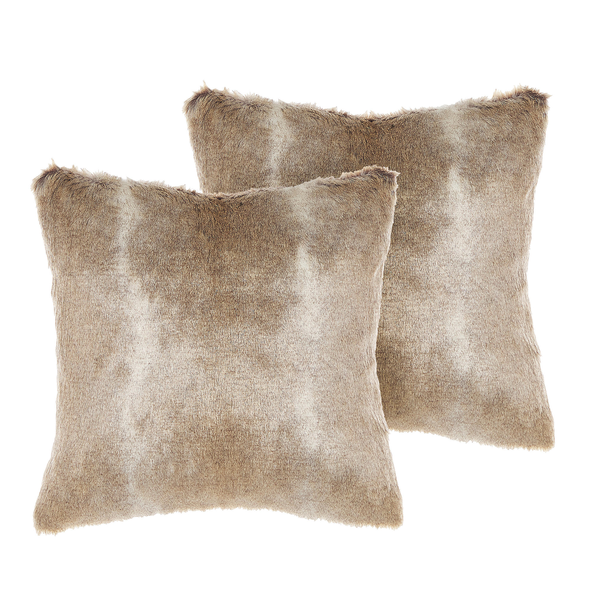 DEKOKISSEN 2er-Set Hellbraun 45/45 cm Hordeum - Hellbraun, Kunststoff/Textil (45/45cm) - Beliani