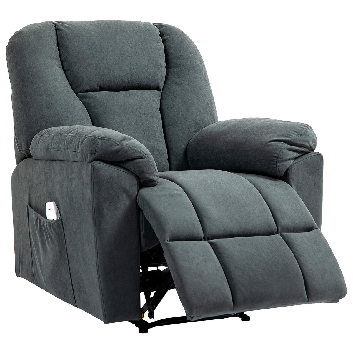 MASSAGESESSEL DE-06415 Mit Wärme, 135° neigbar, USB Grau - Dunkelgrau, Textil/Metall (88/101/97cm) - ComfortXL
