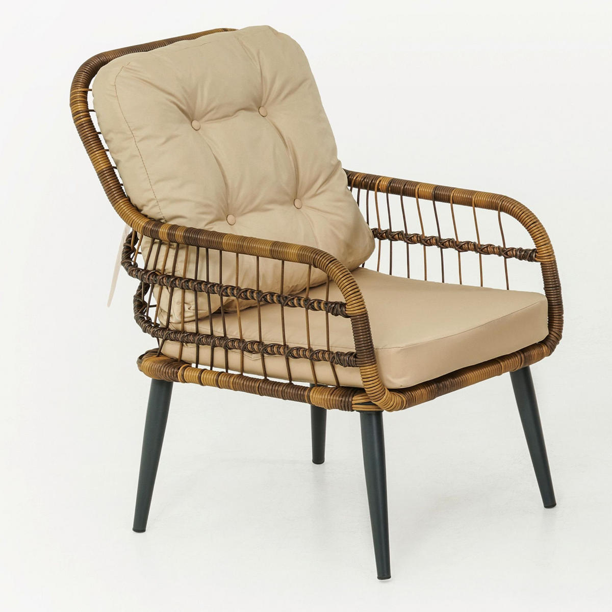 GARTENGARNITÜR Rattan Gartenlounge PISA - Braun, Metall - Gowoll